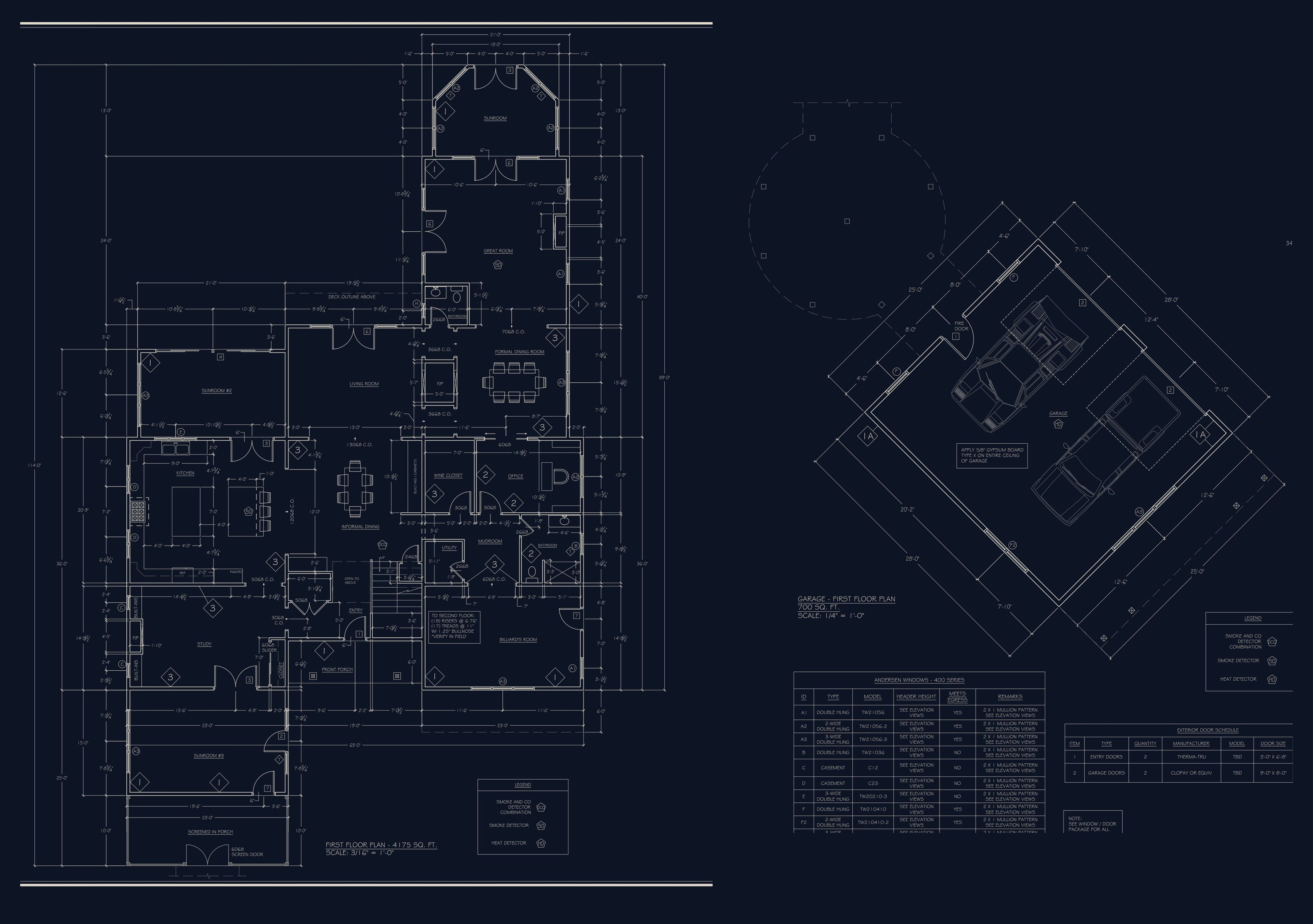 Ground floor plan — main house and garage